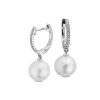 Earrings | Blue Nile White South Sea Pearl Earrings With Diamond Hoops In 18K White Gold (8-9Mm)