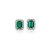 Earrings | Blue Nile Emerald-Cut Emerald Stud Earrings With Diamond Halo In 14K White Gold With Yellow Gold Prongs (7X5Mm)