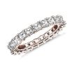 Women'S Rings | Blue Nile Asscher Cut Diamond Eternity Ring In 14K Rose Gold (3 Ct. Tw.)