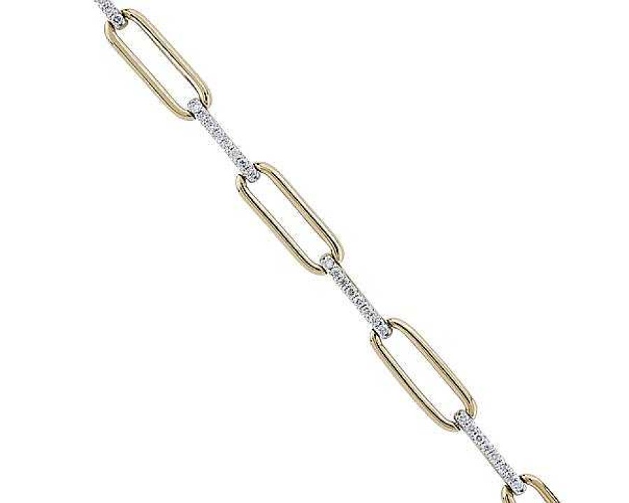 Bracelets | Blue Nile Diamond Alternating Paperclip Bracelet In 14K Yellow Gold (1/2 Ct. Tw.)