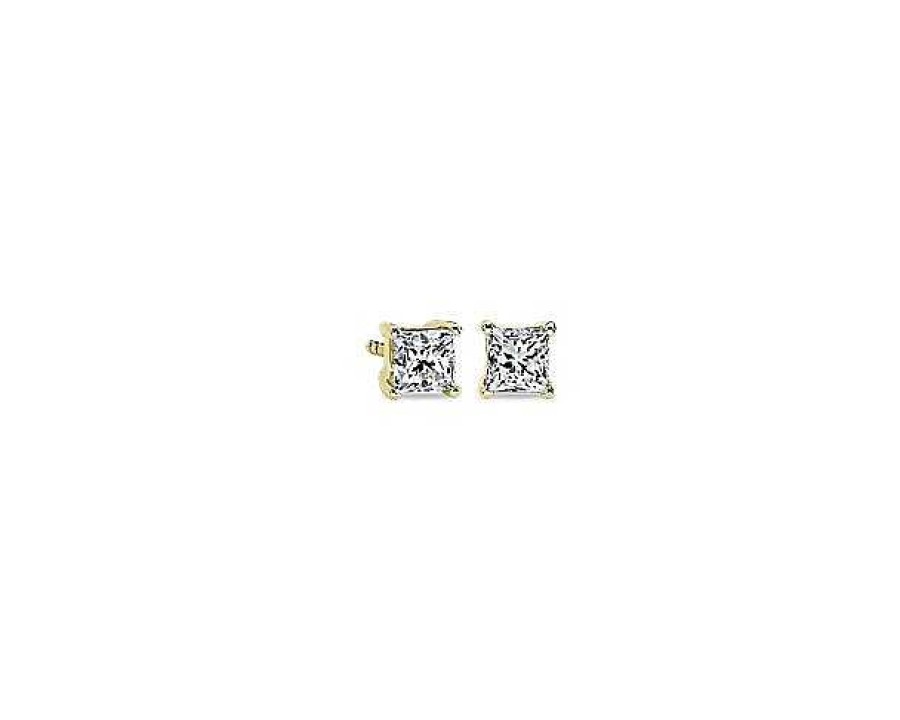 Earrings | Blue Nile Princess Cut Diamond Stud Earrings In 14K Yellow Gold (3/4 Ct. Tw.)