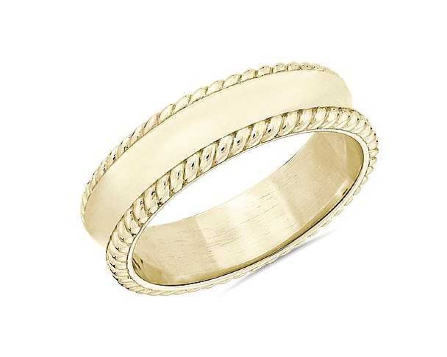 Men'S Rings | Blue Nile Bella Vaughan Grandeur Rope Wedding Ring In 18K Yellow Gold (6 Mm)