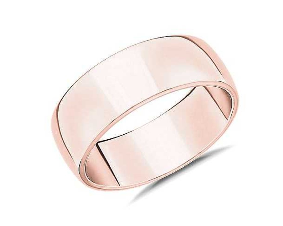 Men'S Rings | Blue Nile Skyline Comfort Fit Wedding Ring In 14K Rose Gold (8Mm)