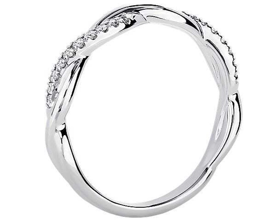 Women'S Rings | Blue Nile Petite Twist Diamond Anniversary Ring In 18K White Gold (1/10 Ct. Tw.)