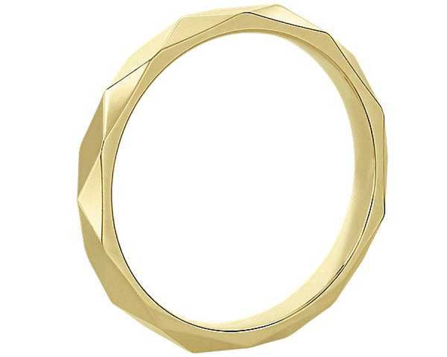 Women'S Rings | Blue Nile Stackable Beveled Triangle High Finish Ring In 18K Yellow Gold (2Mm)