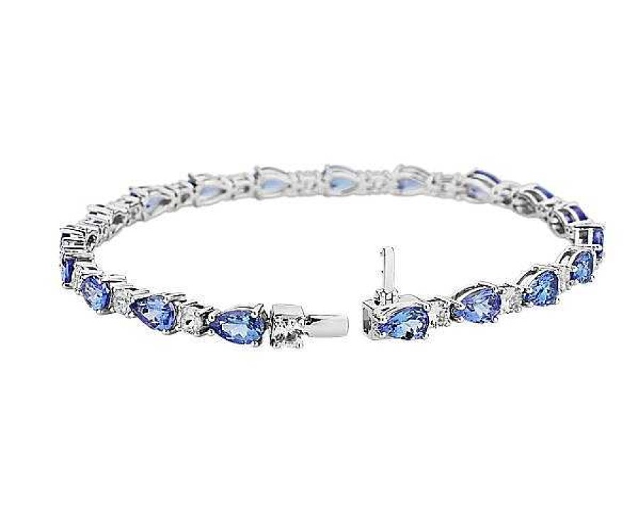 Bracelets | Blue Nile Tanzanite And White Sapphire Bracelet In 14K White Gold