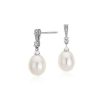 Earrings | Blue Nile Freshwater Cultured Pearl And White Topaz Drop Earrings In Sterling Silver (7Mm)