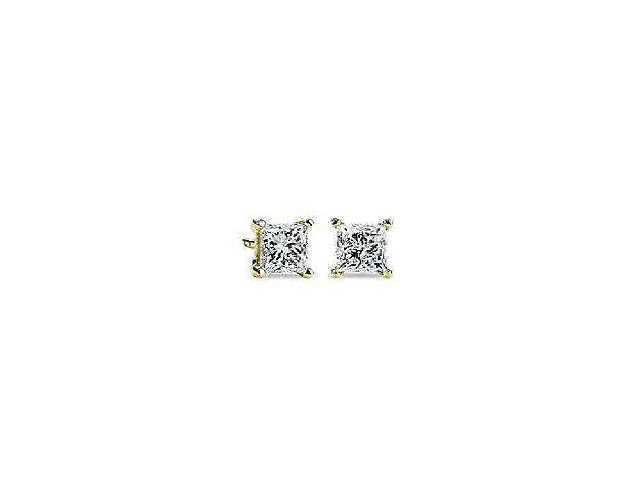 Earrings | Blue Nile Princess Cut Diamond Stud Earrings In 14K Yellow Gold (1 Ct. Tw.)