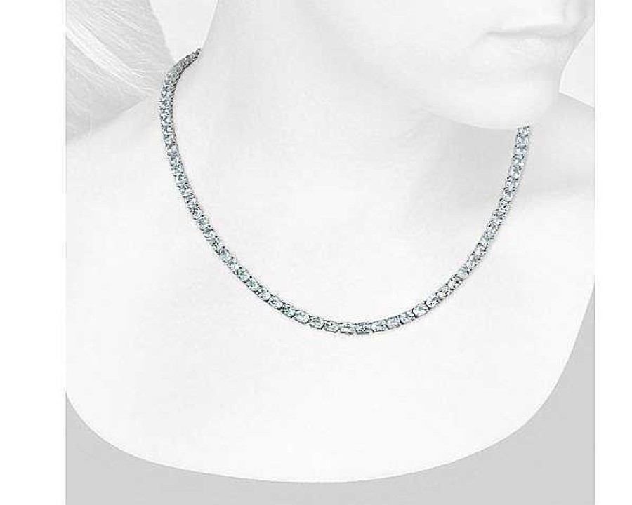 Necklaces | Blue Nile Oval Aquamarine Eternity Necklace In Sterling Silver (5X4Mm)