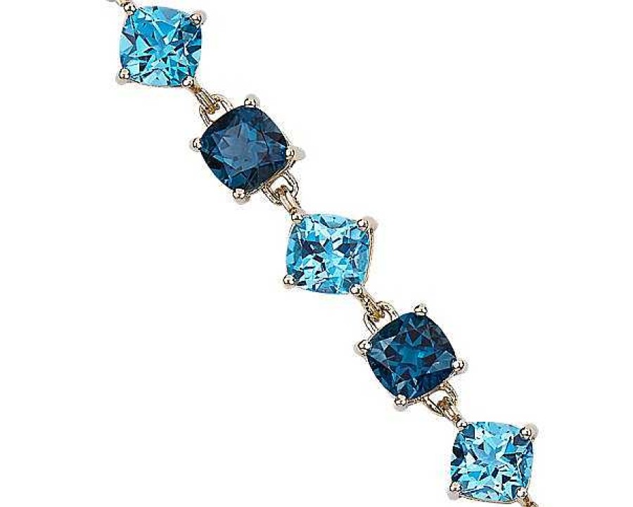 Bracelets | Blue Nile Swiss And London Blue Topaz Cushion Bracelet In 14K Yellow Gold