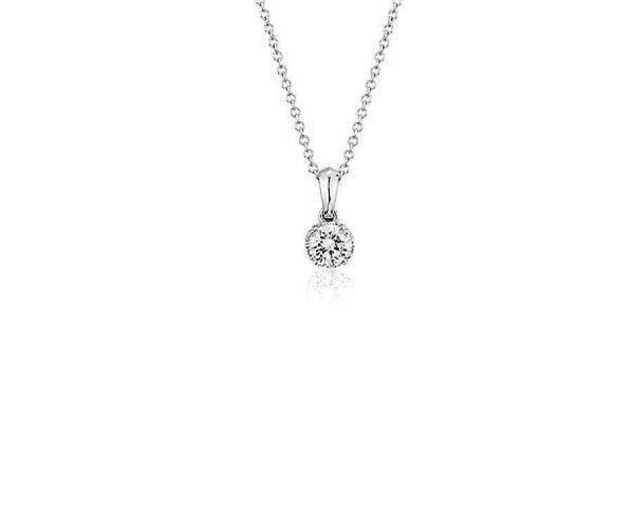 Necklaces | Blue Nile Canadian Diamond Solitaire Pendant In 18K White Gold (1/3 Ct. Tw.)