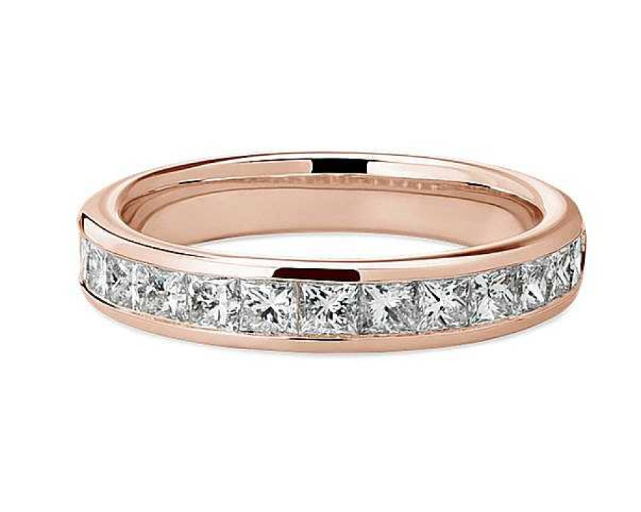 Women'S Rings | Blue Nile Channel Set Princess-Cut Diamond Ring In 14K Rose Gold (1 Ct. Tw.)