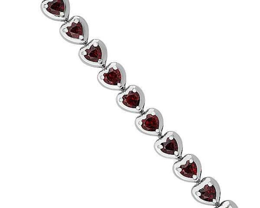 Bracelets | Blue Nile Garnet Heart Bracelet In Sterling Silver