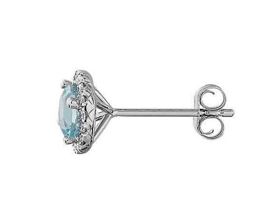 Earrings | Blue Nile Aquamarine And Micropav Diamond Stud Earrings In 18K White Gold (5Mm)