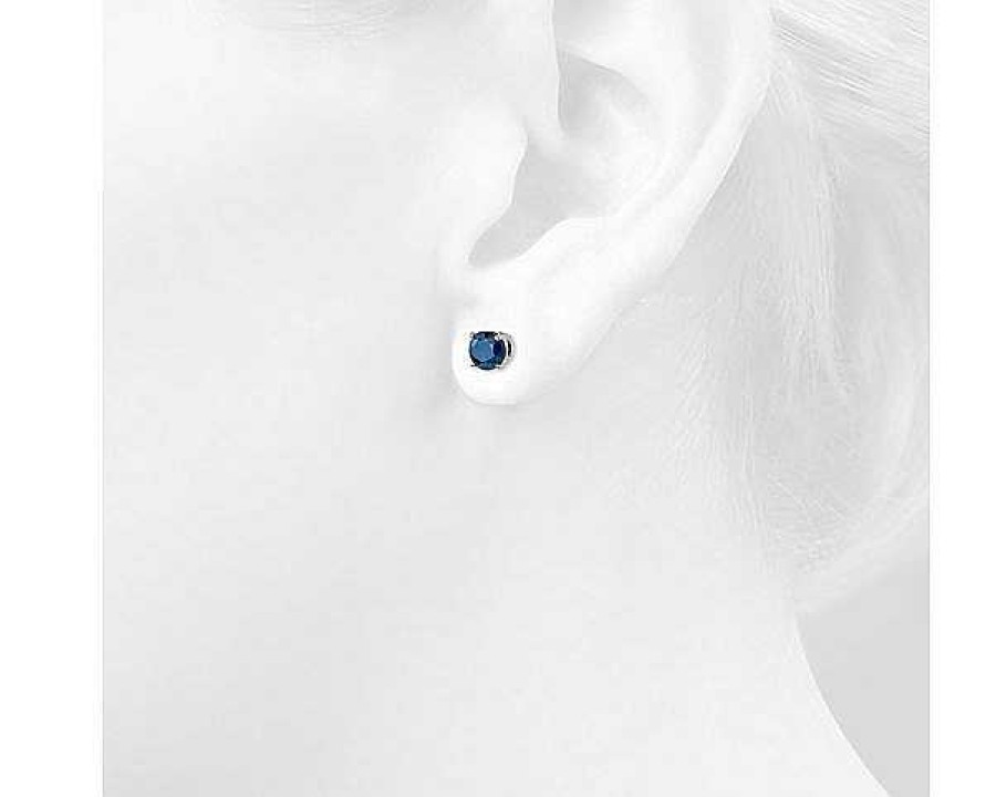 Earrings | Blue Nile Sapphire Stud Earrings In 18K White Gold (5Mm)