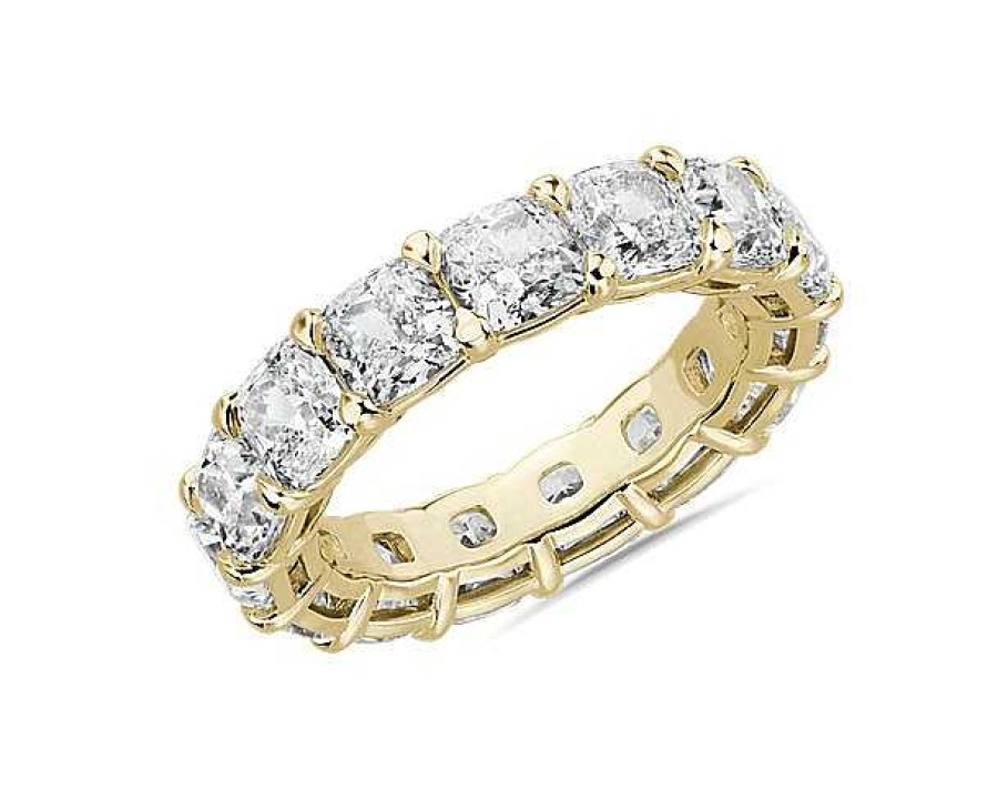 Women'S Rings | Blue Nile Lab Grown Diamond Cushion Cut Eternity Ring In 14K Yellow Gold (8 Ct. Tw.)