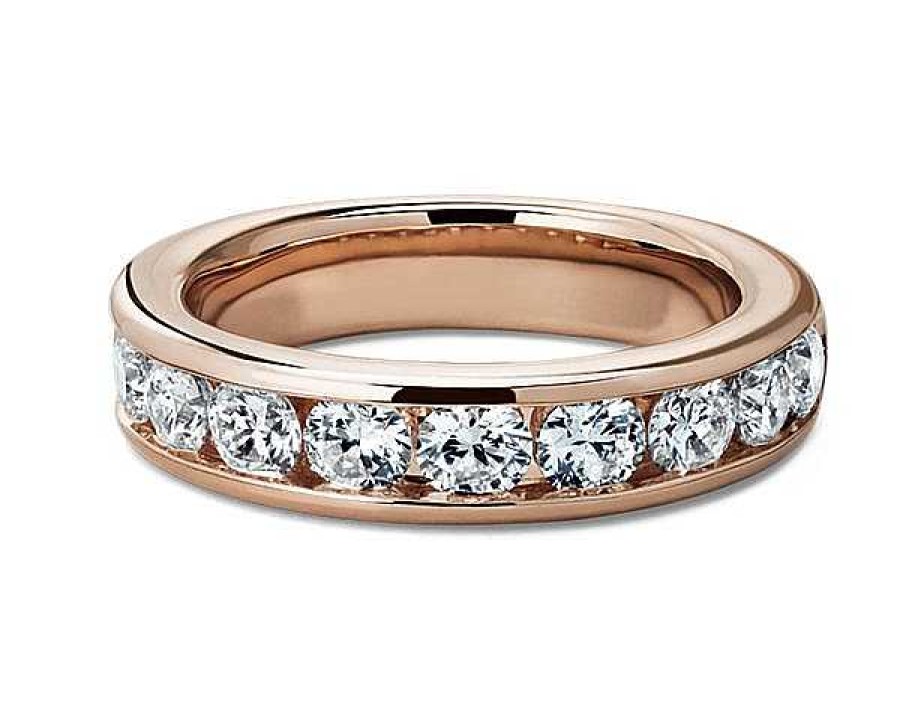 Women'S Rings | Blue Nile Channel Set Diamond Ring In 14K Rose Gold (1 1/2 Ct. Tw.)