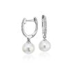 Earrings | Blue Nile Freshwater Cultured Pearl Diamond Hoop Earrings In 14K White Gold (6.5-7Mm)