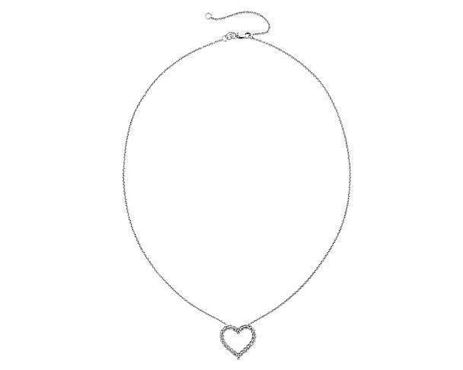 Necklaces | Blue Nile Floating Diamond Heart Pendant In 14K White Gold (1/2 Ct. Tw.)