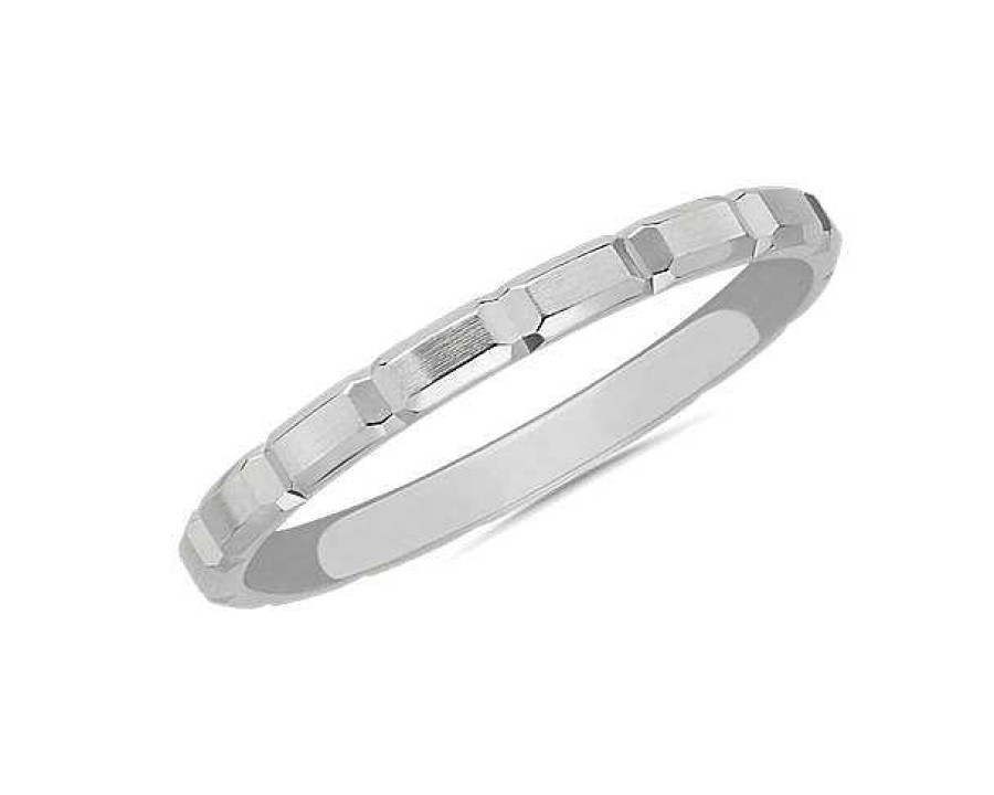 Women'S Rings | Blue Nile Vertical Bevel Stackable Stackable Ring In 14K White Gold (2Mm)