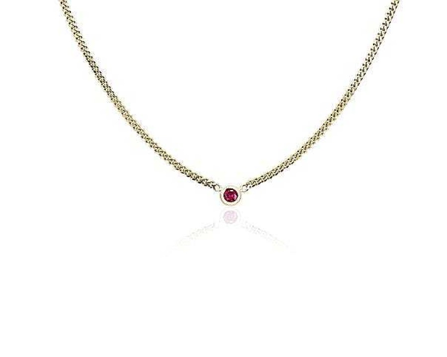 Necklaces | Blue Nile Ruby Curb Link Necklace In 14K Italian Yellow Gold