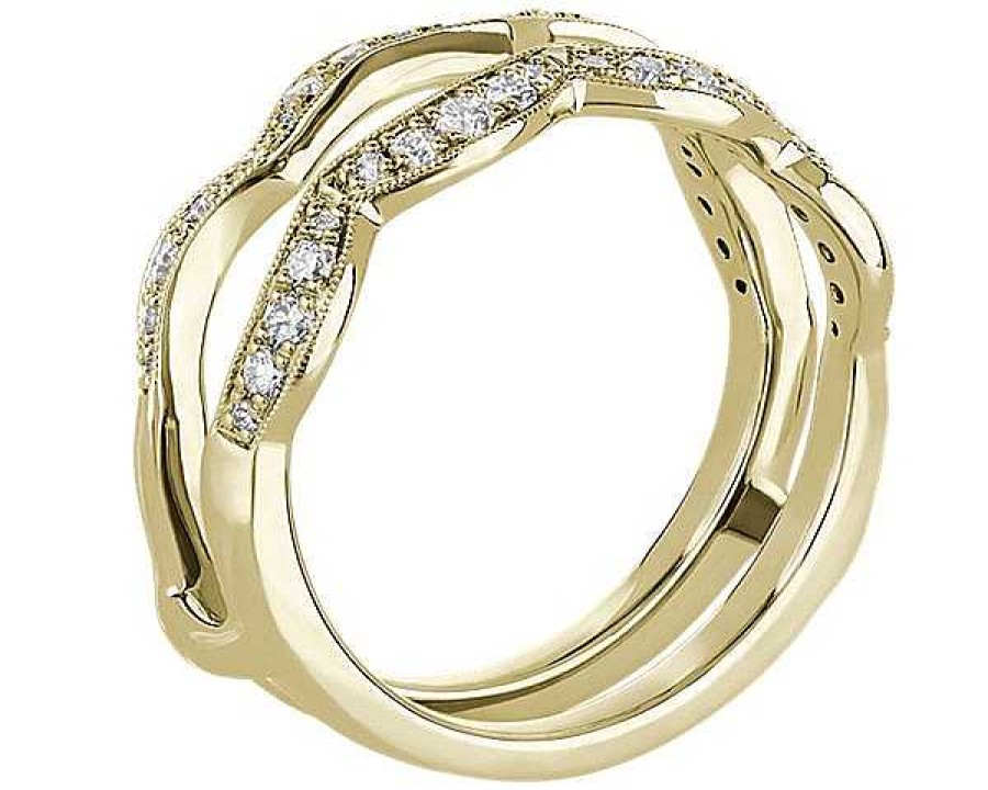 Women'S Rings | Blue Nile Scalloped Milgrain Diamond Ring Insert In 18K Yellow Gold (3/8 Ct. Tw.)