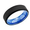 Men'S Rings | Blue Nile Black Beveled Edge Wedding Ring In Tungsten And Blue Ceramic (7Mm)