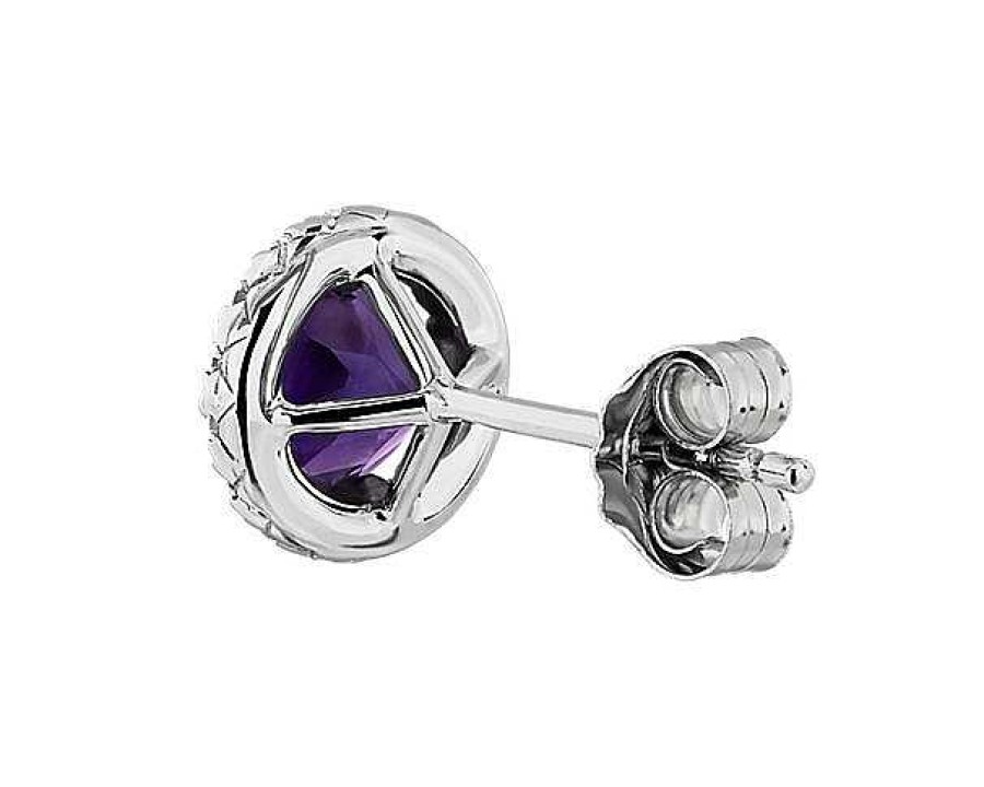 Earrings | Blue Nile Amethyst And Micropav Diamond Stud Earrings In 18K White Gold (5Mm)