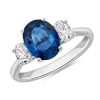 Rings | Blue Nile Sapphire And Diamond Three Stone Ring In 14K White Gold (9X7Mm)