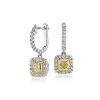 Earrings | Blue Nile Yellow Diamond Drop Earrings With Halos In 18K White And Yellow Gold (2 3/8 Ct. Tw.)