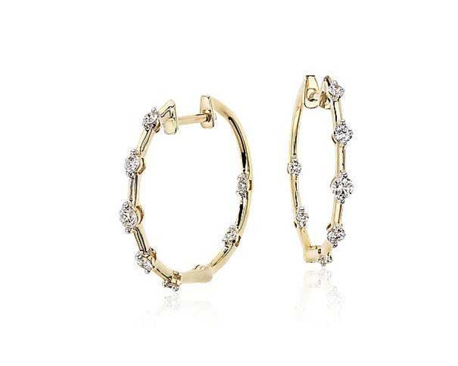 Earrings | Blue Nile Blue Nile Studio Diamond Hoop Earrings 18K Yellow Gold (3/8 Ct. Tw.)