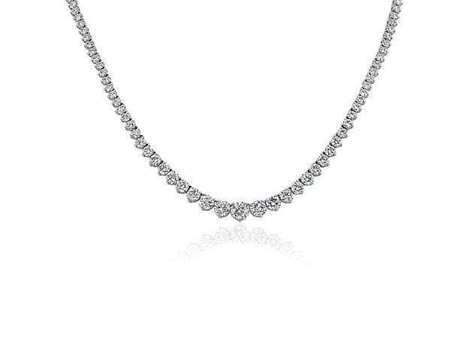 Necklaces | Blue Nile Lab Grown Diamond Graduating Diamond Tennis Necklace In 14K White Gold (10 Ct. Tw.)