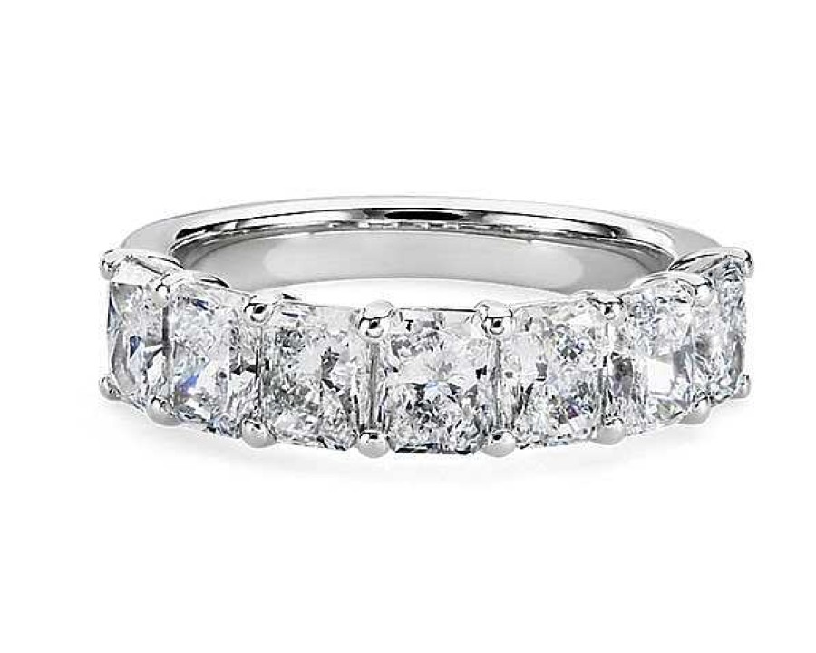 Women'S Rings | Blue Nile Seven Stone Radiant Lab Grown Diamond Ring In 14K White Gold (3 Ct. Tw.)