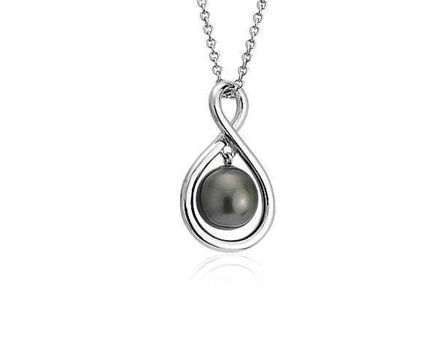 Necklaces | Blue Nile Tahitian Cultured Pearl Infinity Pendant In Sterling Silver (8-9Mm)