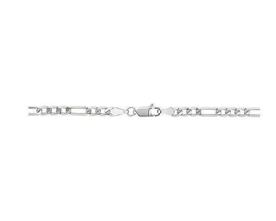 Bracelets | Blue Nile 8" Flat Figaro Chain Bracelet In 14K White Gold (4 Mm)