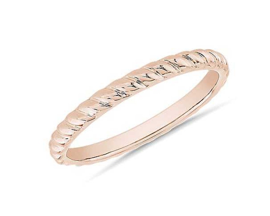 Women'S Rings | Blue Nile Spiral Stackable Wedding Ring In 14K Rose Gold (2Mm)