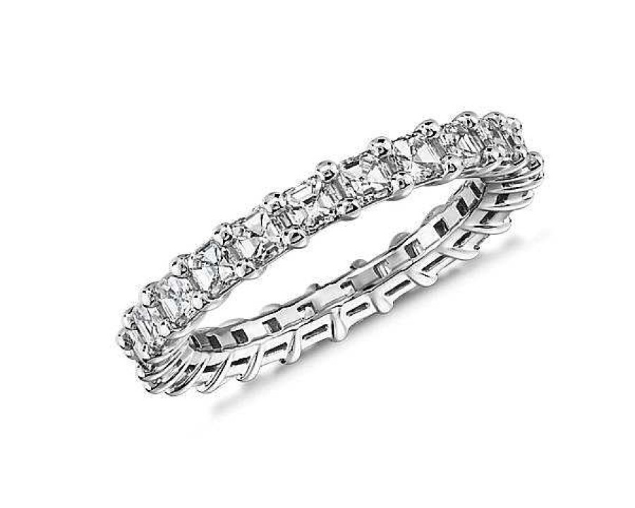 Women'S Rings | Blue Nile Lab Grown Diamond Asscher Cut Eternity Ring In Platinum (2 Ct. Tw.)