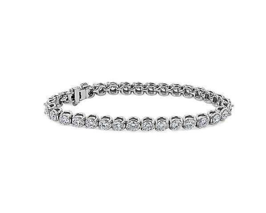 Bracelets | Blue Nile Two-Prong Diamond Tennis Bracelet In 14K White Gold (10 Ct. Tw.)