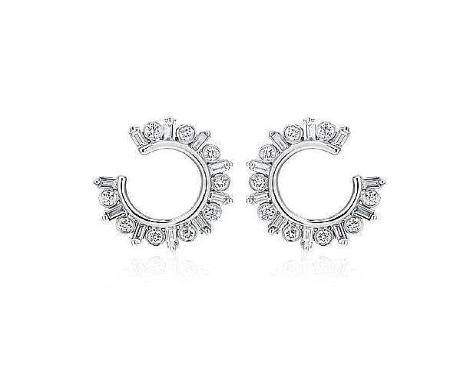 Earrings | Blue Nile Diamond Open Circle Hoop Earrings In 14K White Gold (3/4 Ct. Tw.)