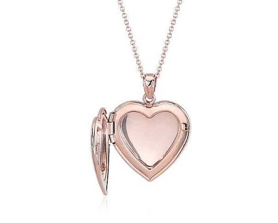 Necklaces | Blue Nile Sweetheart Locket With Diamond Detail In 14K Rose Gold