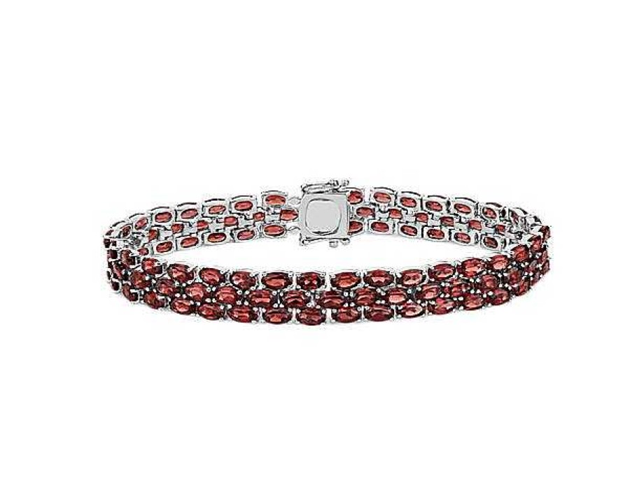 Bracelets | Blue Nile Trio Oval Garnet Bracelet In Sterling Silver (5X3Mm)