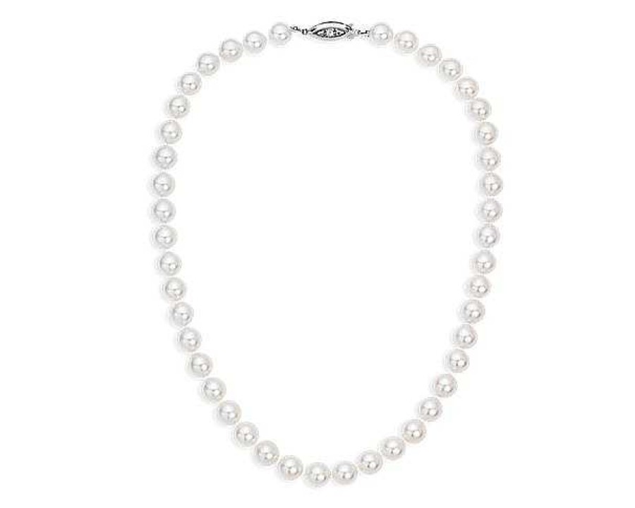 Necklaces | Blue Nile 16" Premier Akoya Cultured Pearl Strand Necklace With Diamond Clasp In 18K White Gold (8.0-8.5Mm)