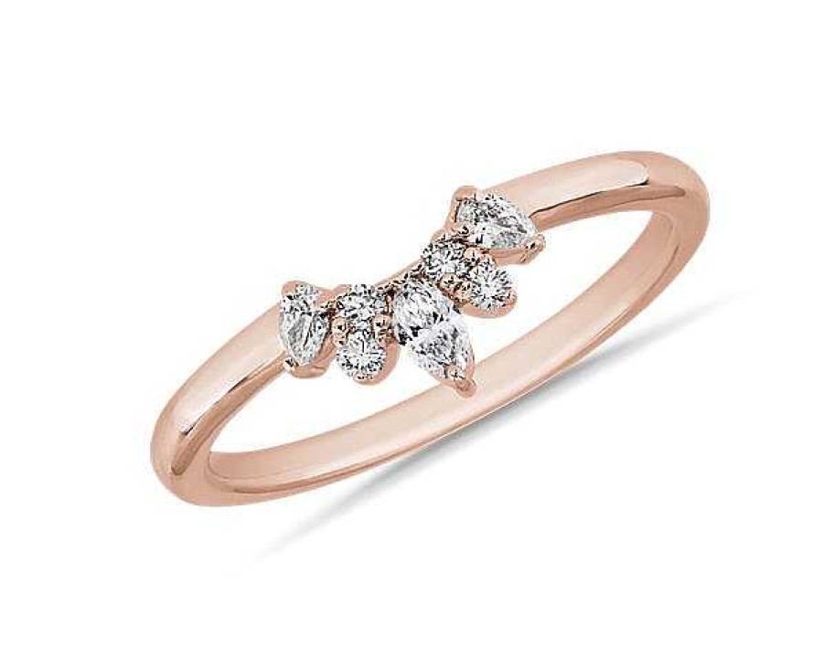 Rings | Blue Nile Curved Crown Stackable Ring In 14K Rose Gold (1/4 Ct. Tw.)