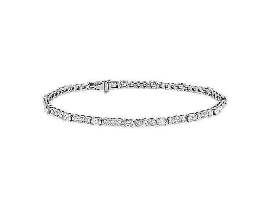 Bracelets | Blue Nile Oval And Round Diamond Bracelet In 14K White Gold (3 Ct. Tw.)