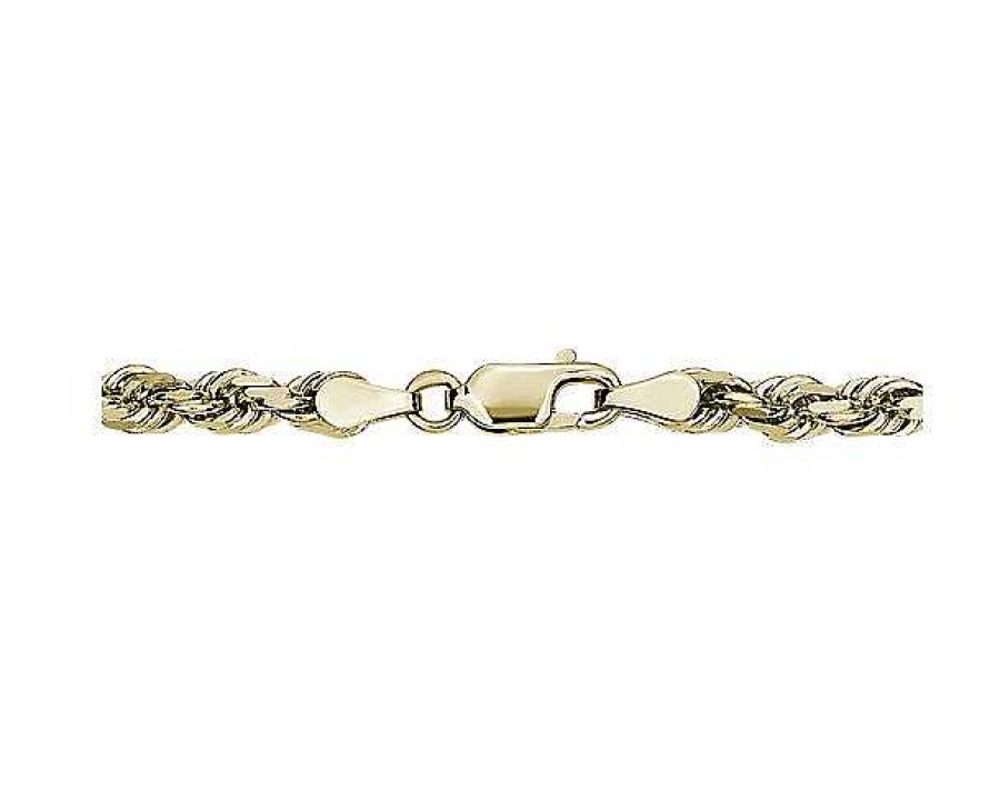 Bracelets | Blue Nile 8" Solid Diamond Cut Rope Chain Bracelet In 14K Yellow Gold (3.8 Mm)