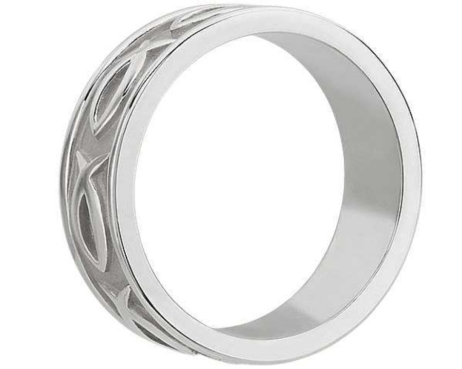 Men'S Rings | Blue Nile Ichthys Wedding Ring In Platinum (7Mm)