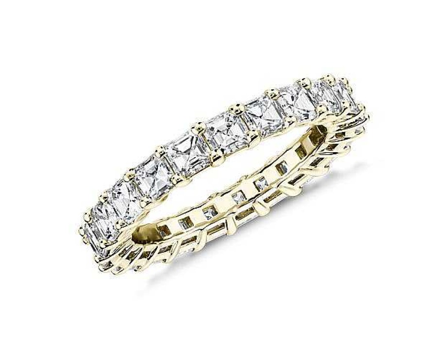 Women'S Rings | Blue Nile Lab Grown Diamond Asscher Cut Eternity Ring In 14K Yellow Gold (3 Ct. Tw.)