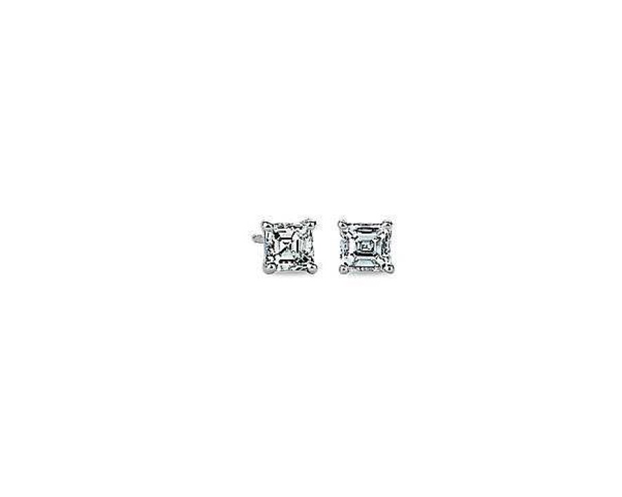 Earrings | Blue Nile Asscher Cut Diamond Stud Earrings In 14K White Gold (3/4 Ct. Tw.)