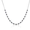 Necklaces | Blue Nile Oval Sapphire And Diamond Wheat Chain Necklace In 14K White Gold