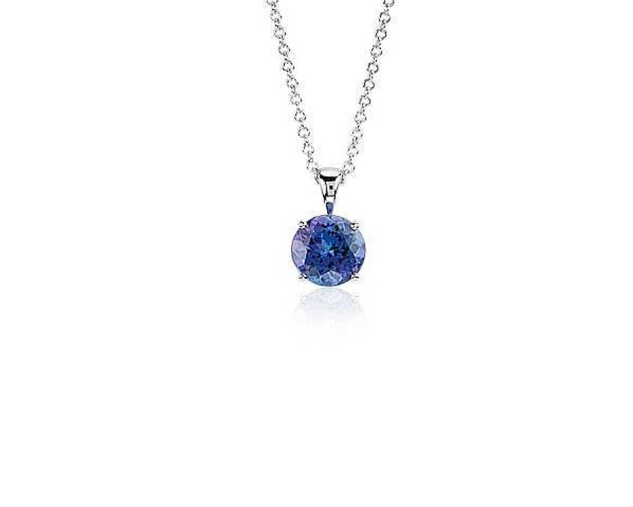 Necklaces | Blue Nile Tanzanite Solitaire Pendant In 14K White Gold (7Mm)